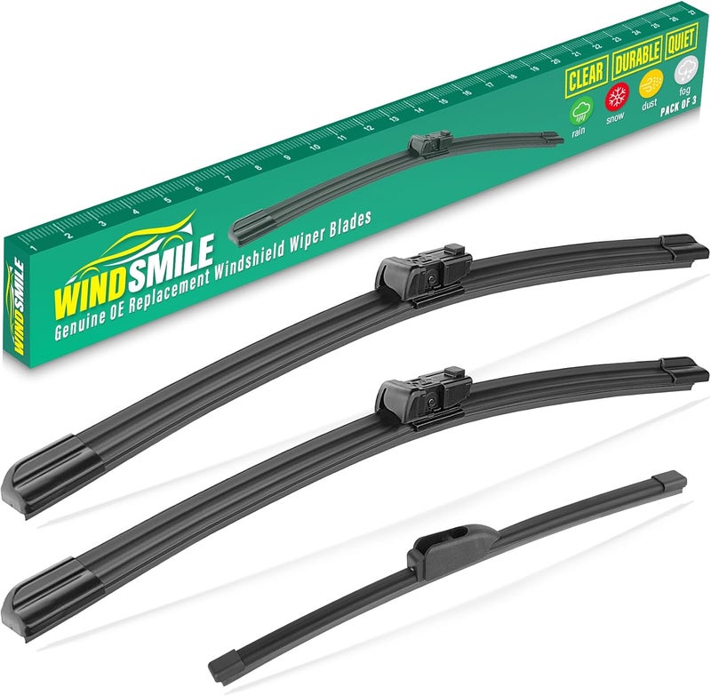 WINDSMILE 26" 19" 12" Windshield Wiper Blades Replacement for Jaguar F-Pace Fpace 2017 2018 2019 2020 2021 2022 2023 2024 Premium All Weather Front Rear Wipers Set - OEM Quality (Pack of 3) - Image 1
