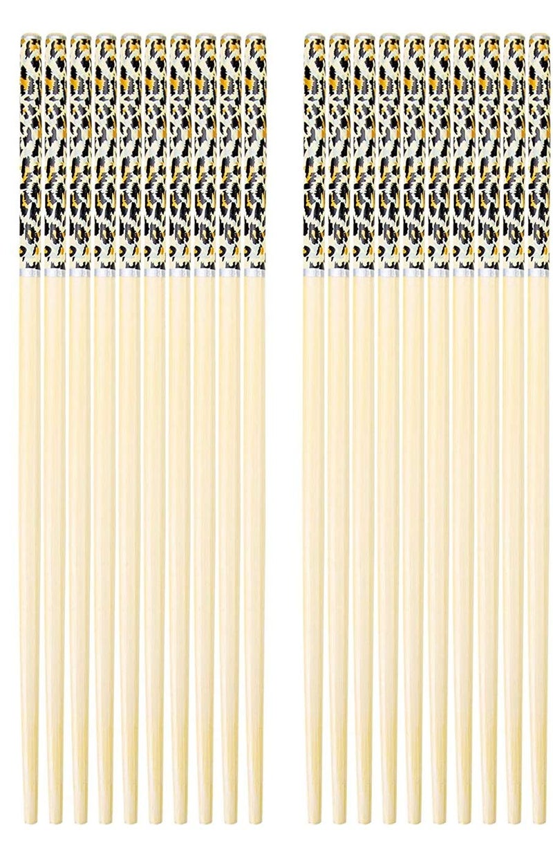 INKULTURE 10 Pairs Reusable Bamboo Wooden Chopsticks Dishwasher Safe Lightweight Easy to Use - Image 1