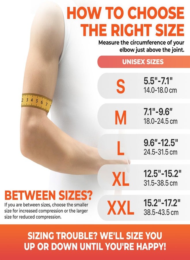 DR. BRACE® Elite Elbow Brace Support, Breathable Elbow Compression Sleeve with Gel Pad for Golfer's, Tennis Elbow & Tendonitis Treatment & Pain Relief 2024 (Grey-Orange, Large) - Image 4