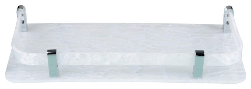 Spiry Marble Design 12x6 Inch Acrylic Wall Mount Bathroom Shelf(Set of 2) (White) - Image 3