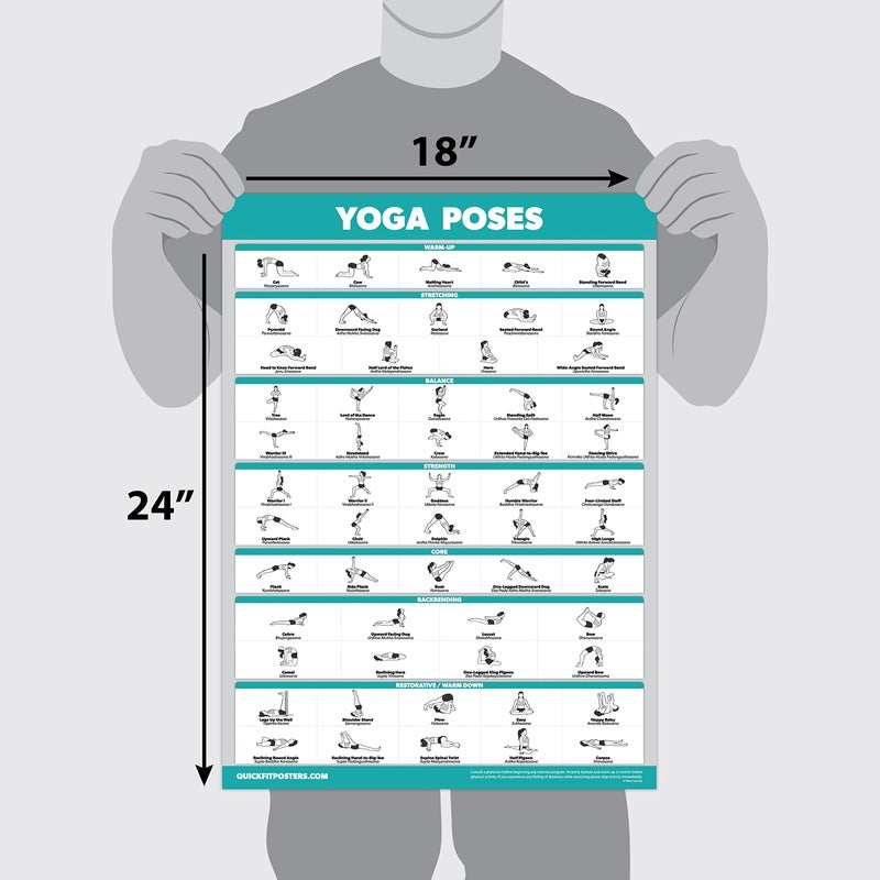 Palace Learning Quickfit 3 Pack - Yoga Poses + Stretching Exercises + Pilates Mat Work Poster Set - Set of 3 Workout Charts (LAMINATED, 18" x 24") - Image 2