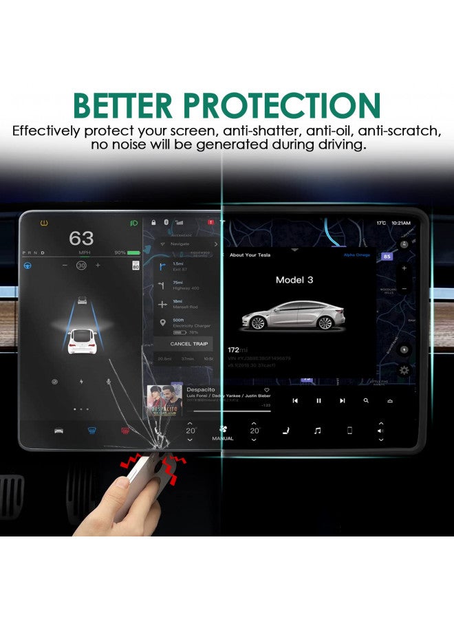 ONKENTET Screen Protector Frame Compatible with Tesla Model 3 Model Y 2024 2023 2022 2021 2020 2019 Screen Edge Protector Cover Center Console Decoration Interior Accessories (Black) - Image 2