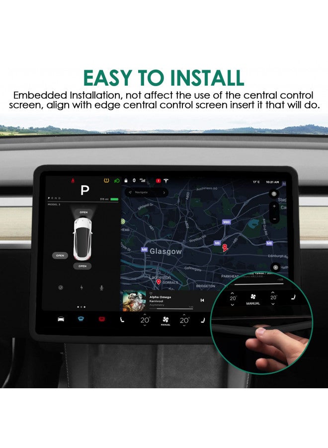 ONKENTET Screen Protector Frame Compatible with Tesla Model 3 Model Y 2024 2023 2022 2021 2020 2019 Screen Edge Protector Cover Center Console Decoration Interior Accessories (Black) - Image 3