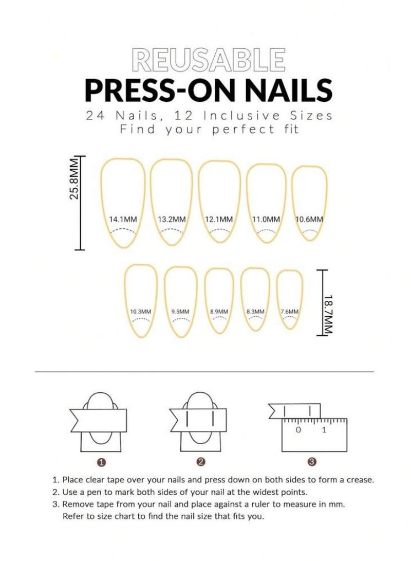 اظافر تركيب بيضاء على شكل لوز 24 قطعة - Image 4