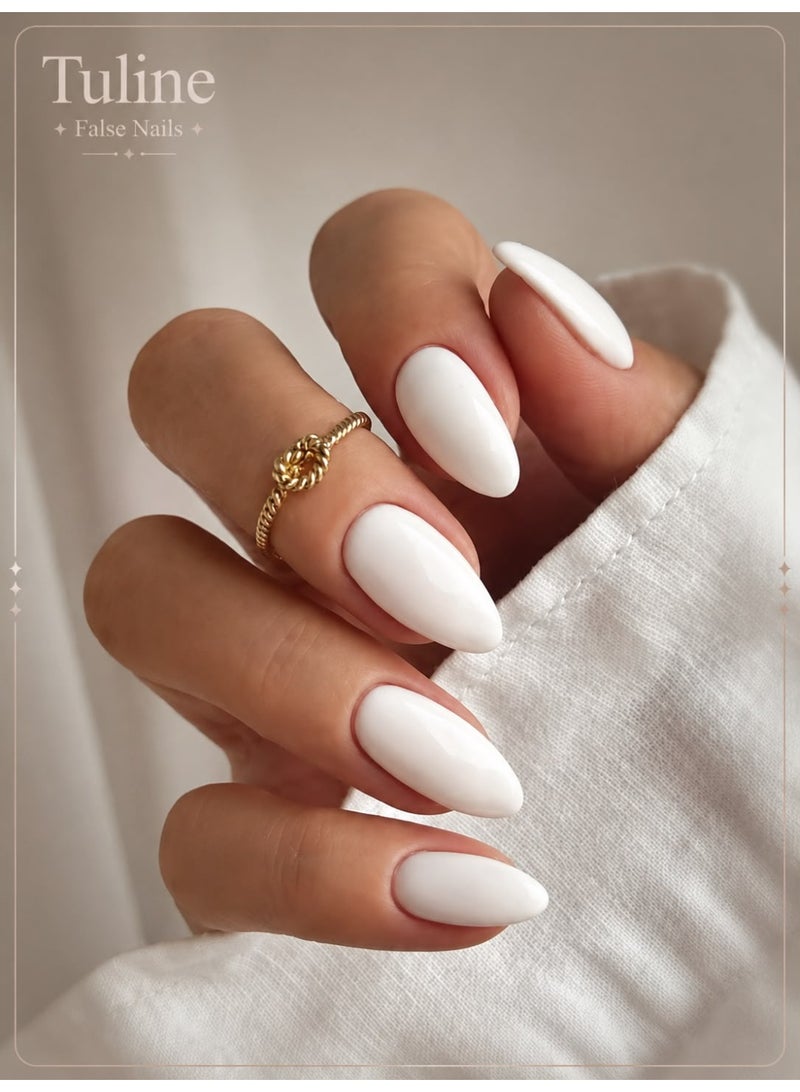Tuline White almond-shaped nails, 24 pieces - Image 1