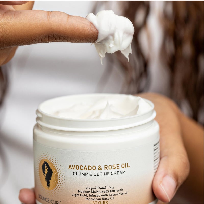 Bounce Curl Avocado & Rose Oil Clump and Define Cream, Enhance and Define Wavy, Curly, and Coily Hair, 6 oz - Image 3