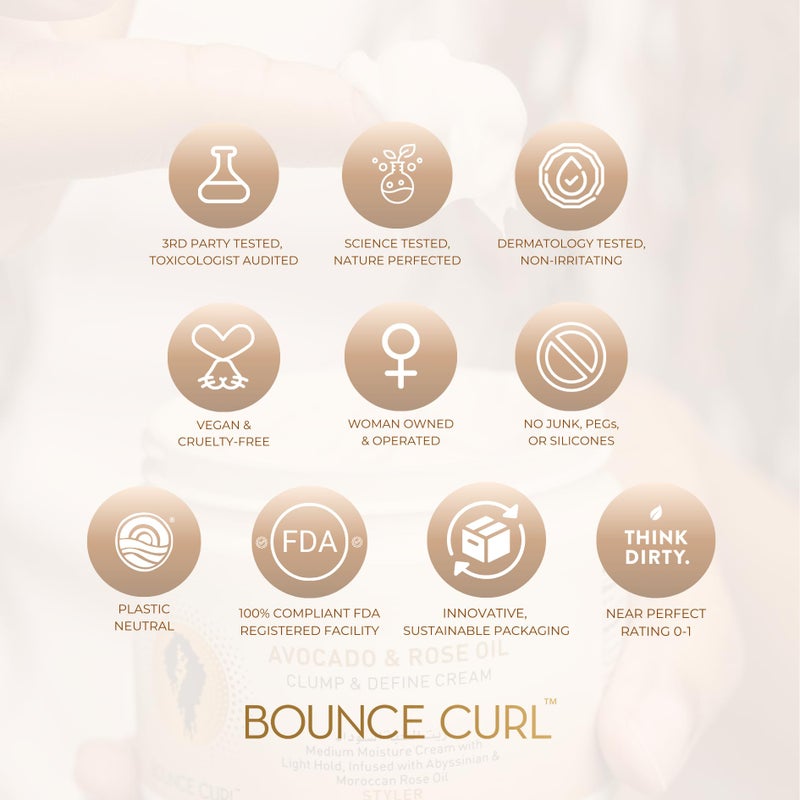 Bounce Curl Avocado & Rose Oil Clump and Define Cream, Enhance and Define Wavy, Curly, and Coily Hair, 6 oz - Image 5