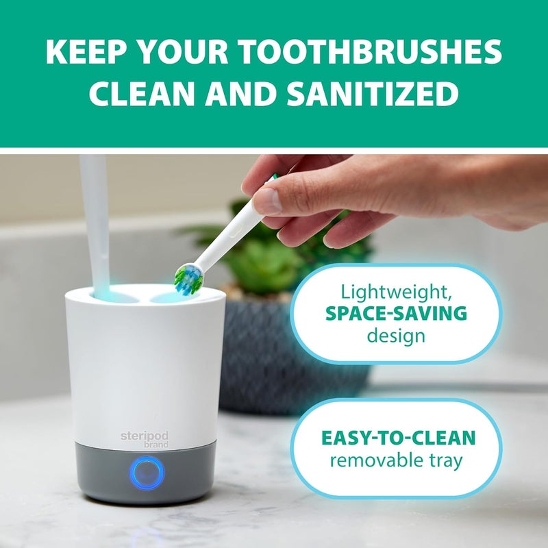 Steripod Steripod Brand UV Home Countertop Toothbrush Sanitizer Reduces Harmful Microorganisms Toothbrush Holder and Cleaning Station Holds Four Toothbrushes  - Image 5