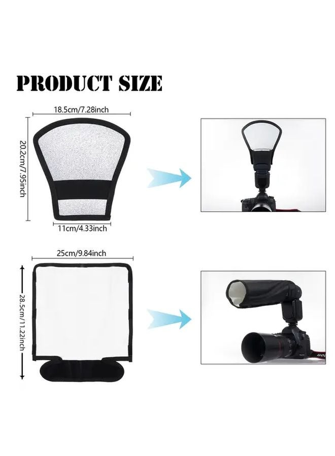 Bendable Reflector Flash Diffuser Kit With Silvery White Reflector For Speedlight Universal Mount - Image 3