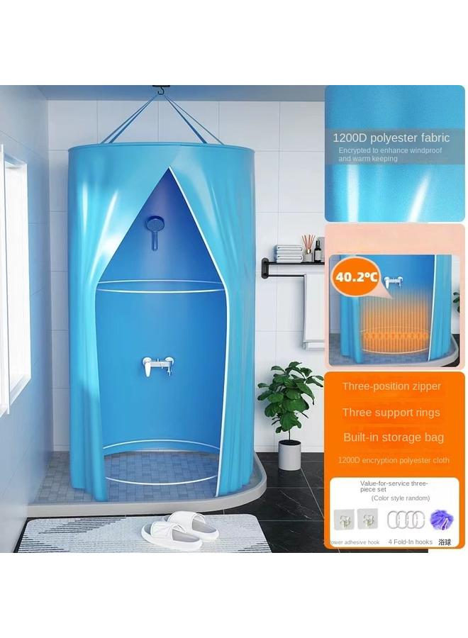 Bluejw Titanium Silver Thickened Bath Cover Winter Bathing Not Cold Artifact Household Bath Account Round Heat Preservation Warm Bathroom Waterproof Shower Curtain - Image 1