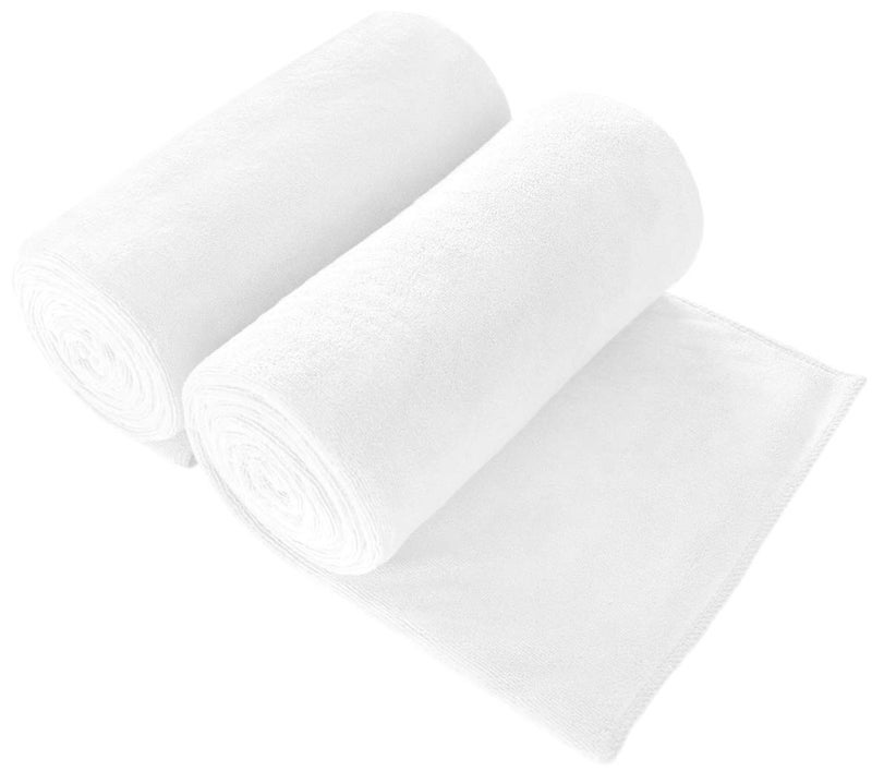 JML Microfiber Bath Towels Large Oversized Soft Super Absorbent and Fast Drying Bathroom Towel Set for Hair Wrap Beach Sport Fitness Yoga 2 Pack 30 x 60 White Color