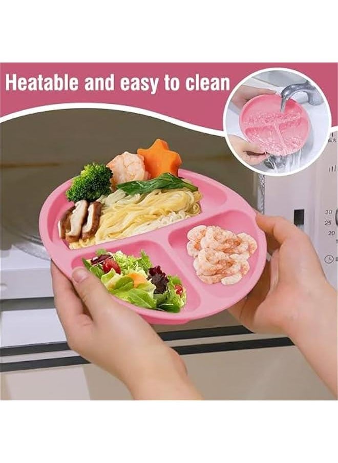 Gonice Baby Feeding Set, Baby Led Weaning Supplies with Suction Bowl Divided Plate, Toddler Self Feeding Dish Set with Spoons Forks Sippy Cup Adjustable Bib,Eating Utensils for 6+ Months Flatware Sets(Pink  - Image 5