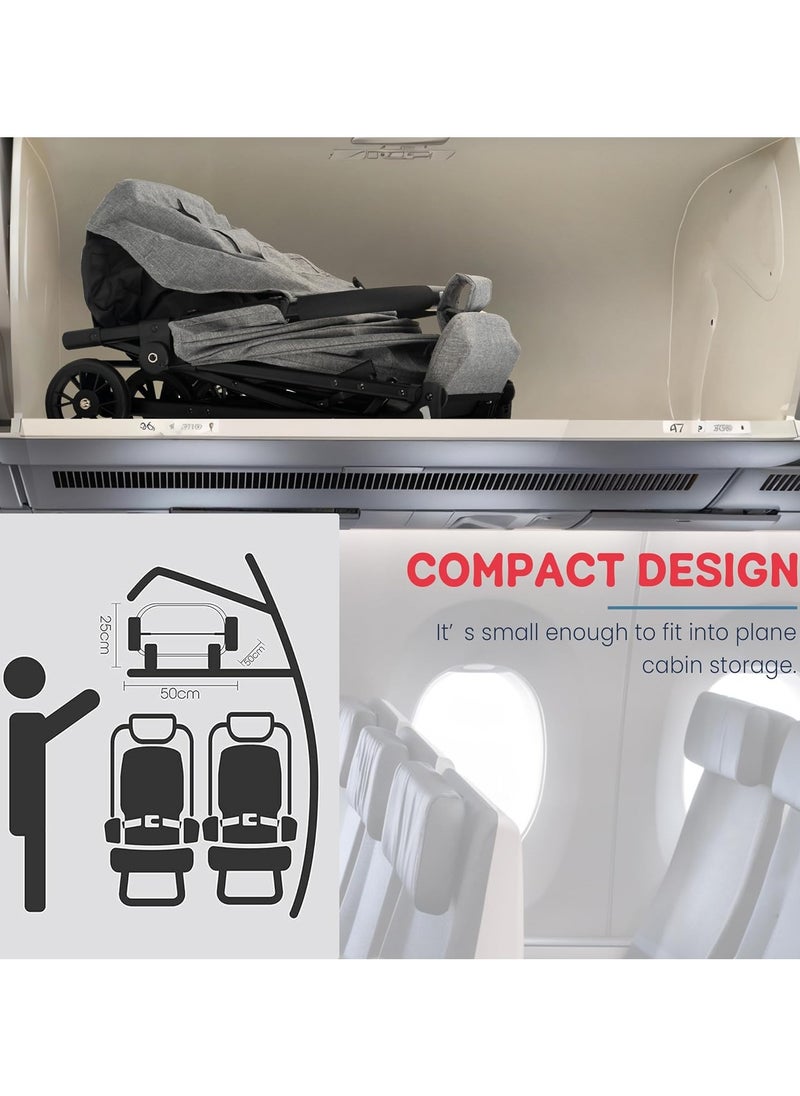 BAYBEE Foldable Cabin Baby Stroller Pram for Baby with Metal Frame, 3-Position Adjustable Seat & Canopy, Bassinet, Parent Handle, 5 Point Safety Belt, Stroller for Kids Toddler 0 to 3 Years Boy Girl Grey  - Image 4