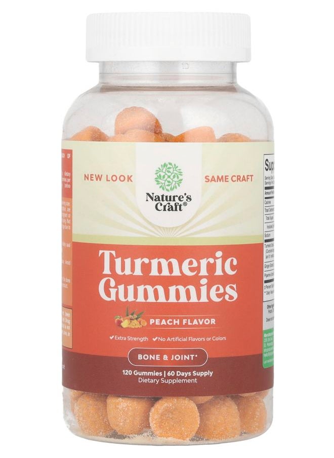 Nature's Craft Turmeric Gummies Peach 120 Gummies 