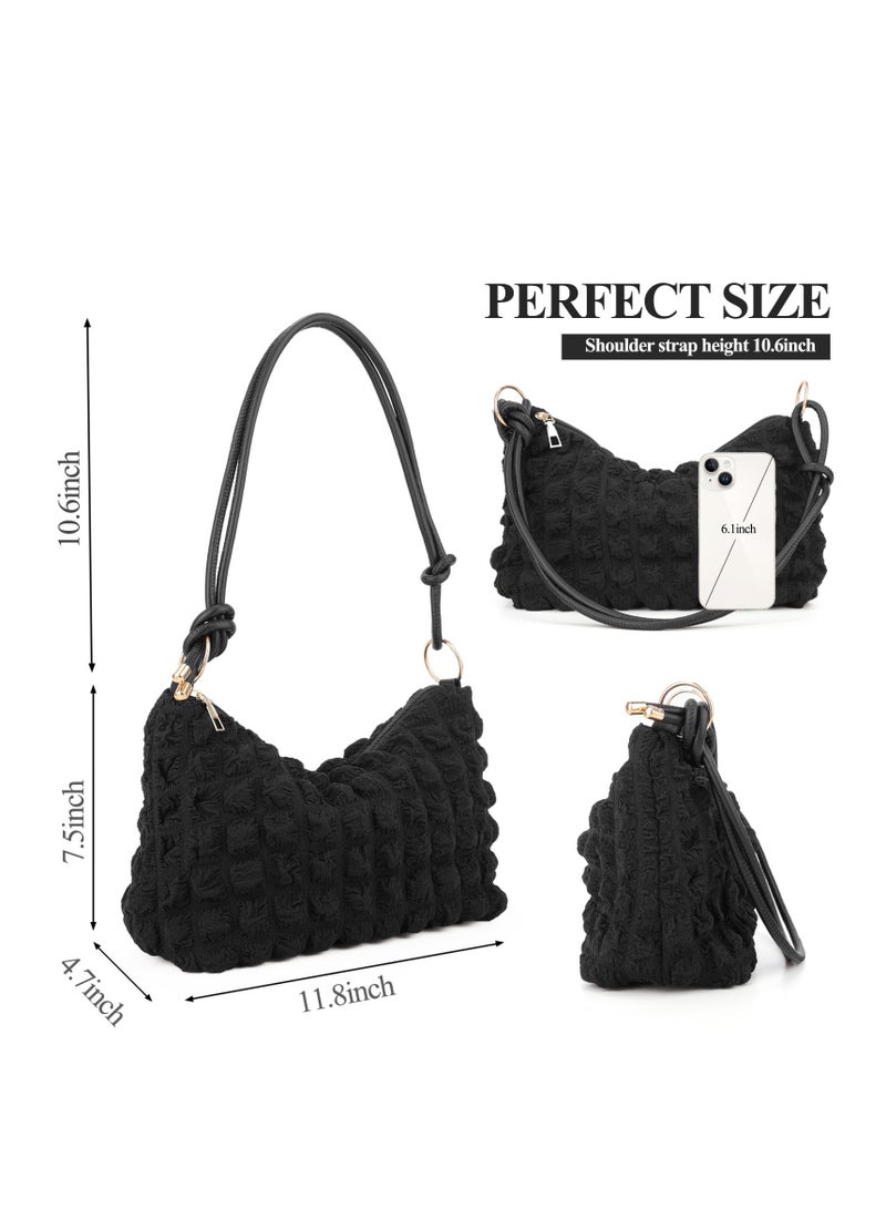 KASTWAVE Shoulder Bags, Women Fashion Handbags, Handbag Single Shoulder Bag, Practical and Stain Resistant Black Plaid Design for Work, School, Shopping, Travel, Black - Image 4