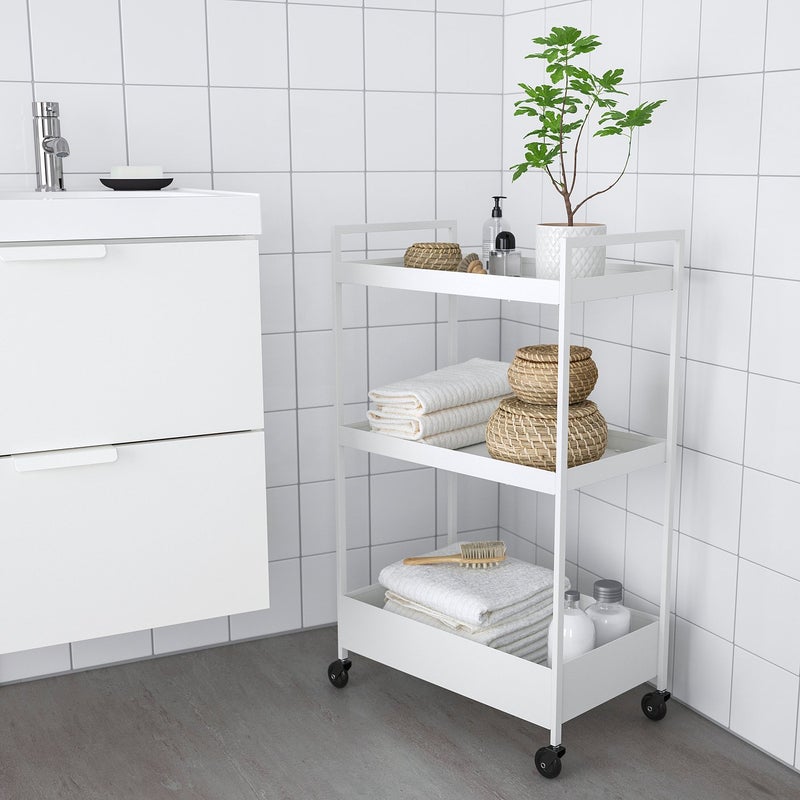 Baitique Rolling Storage Trolley, 3-Tier, White, 50.5x30x83 cm - Image 4