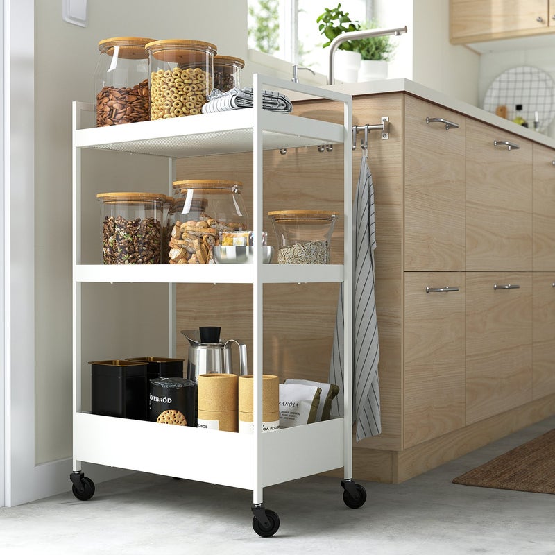 Baitique Rolling Storage Trolley, 3-Tier, White, 50.5x30x83 cm - Image 3