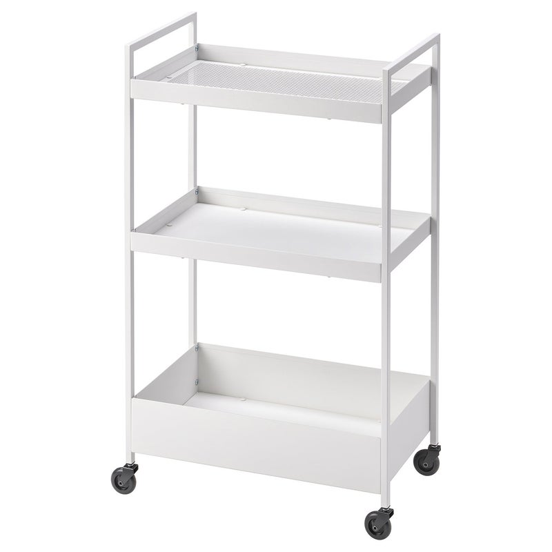 Baitique Rolling Storage Trolley, 3-Tier, White, 50.5x30x83 cm - Image 1