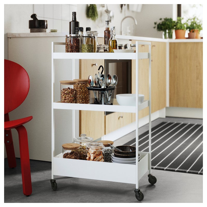 Baitique Rolling Storage Trolley, 3-Tier, White, 50.5x30x83 cm - Image 2