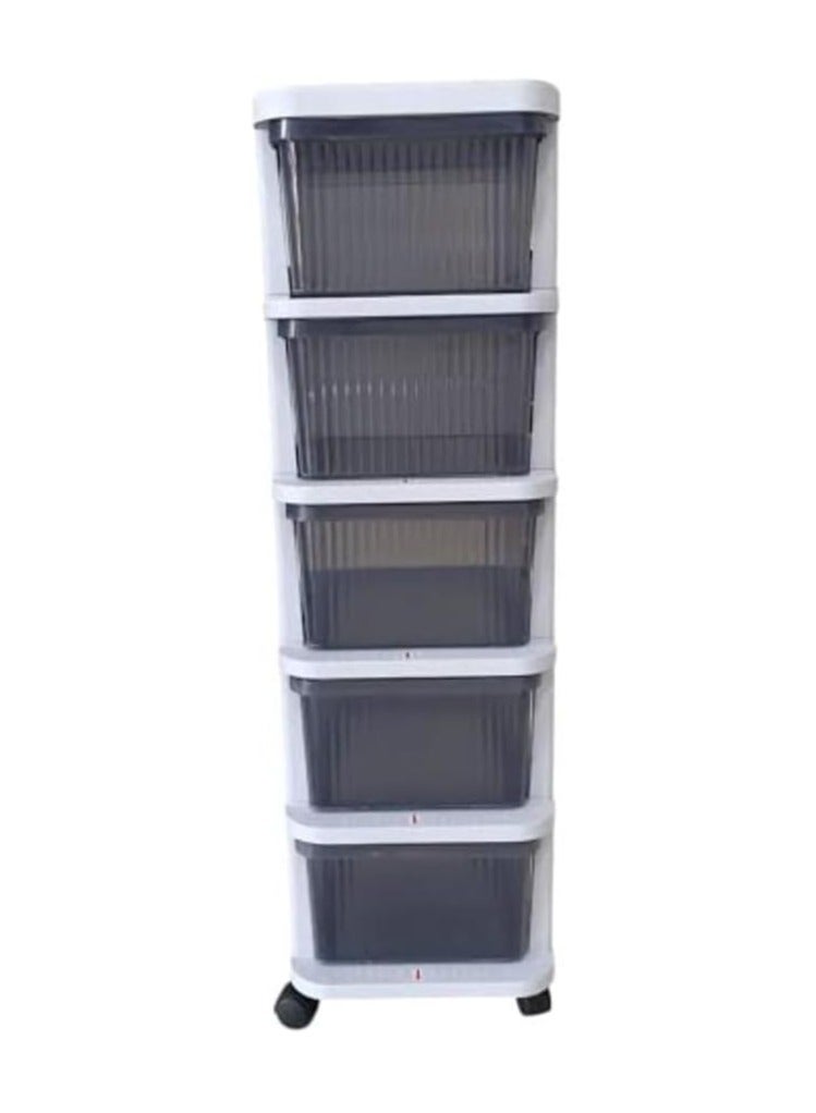 منظم ادراج بلاستيكي متعدد الاستخدامات بتصميم عصري ومساحة تخزين كبيرة - حل ذكي وعملي لتنظيم كل ركن في بيتك (5 دور) - Image 1