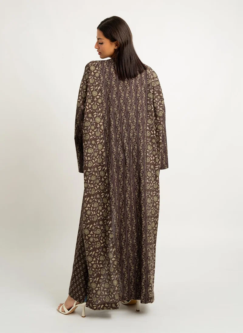 Kaafmeem Taupe Flora Bohemian Abaya