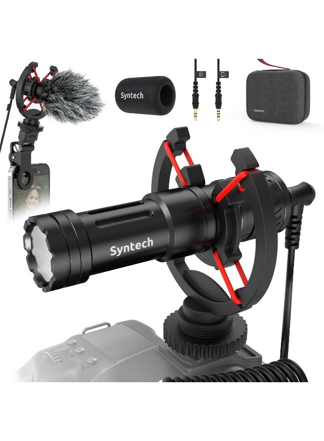 سينتيك مايكروفون Syntech اتجاهي/شوتجن (Shotgun Microphone) خفيف الوزن للكاميرات والهواتف الذكية و DSLRs - مثالي للفلوج، بث اليوتيوب المباشر، صناعة الأفلام والمقابلات - Image 3