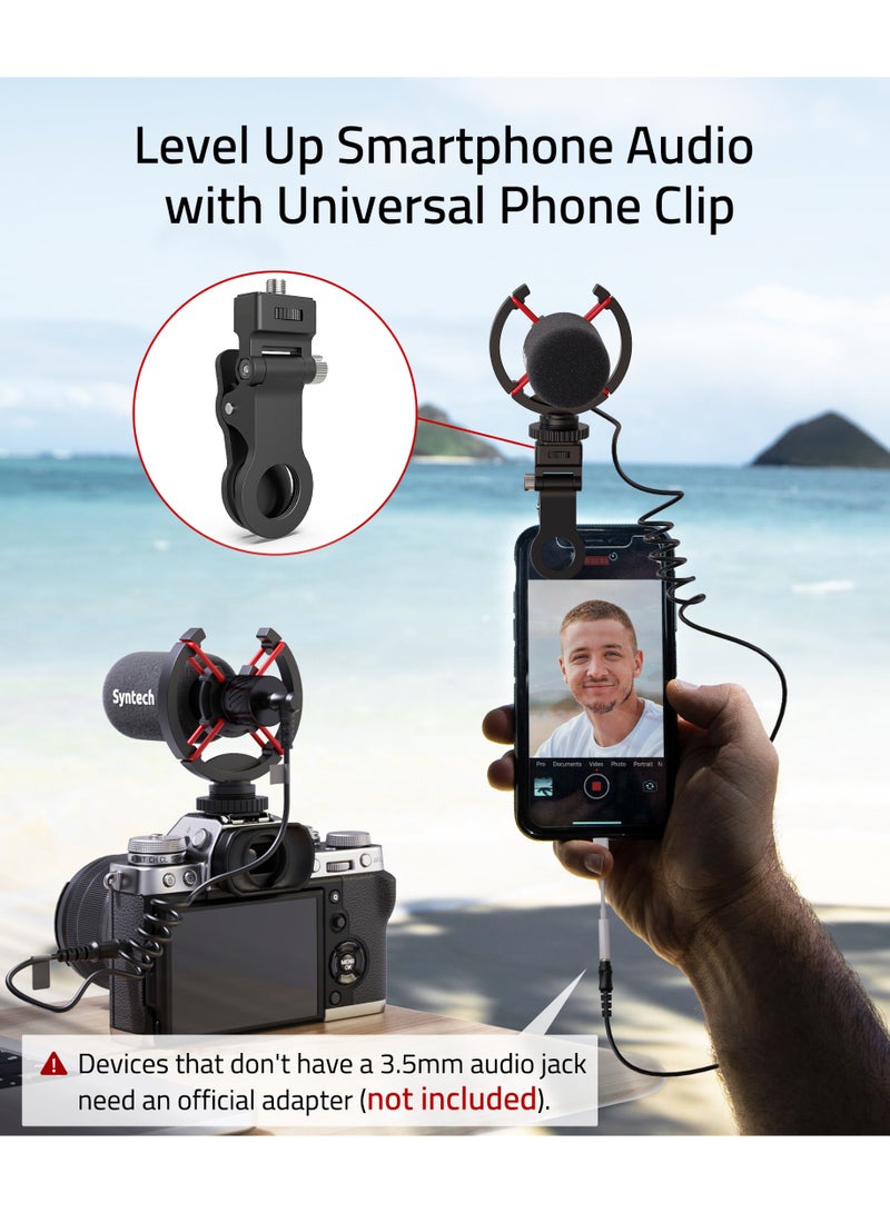 سينتيك مايكروفون Syntech اتجاهي/شوتجن (Shotgun Microphone) خفيف الوزن للكاميرات والهواتف الذكية و DSLRs - مثالي للفلوج، بث اليوتيوب المباشر، صناعة الأفلام والمقابلات - Image 2