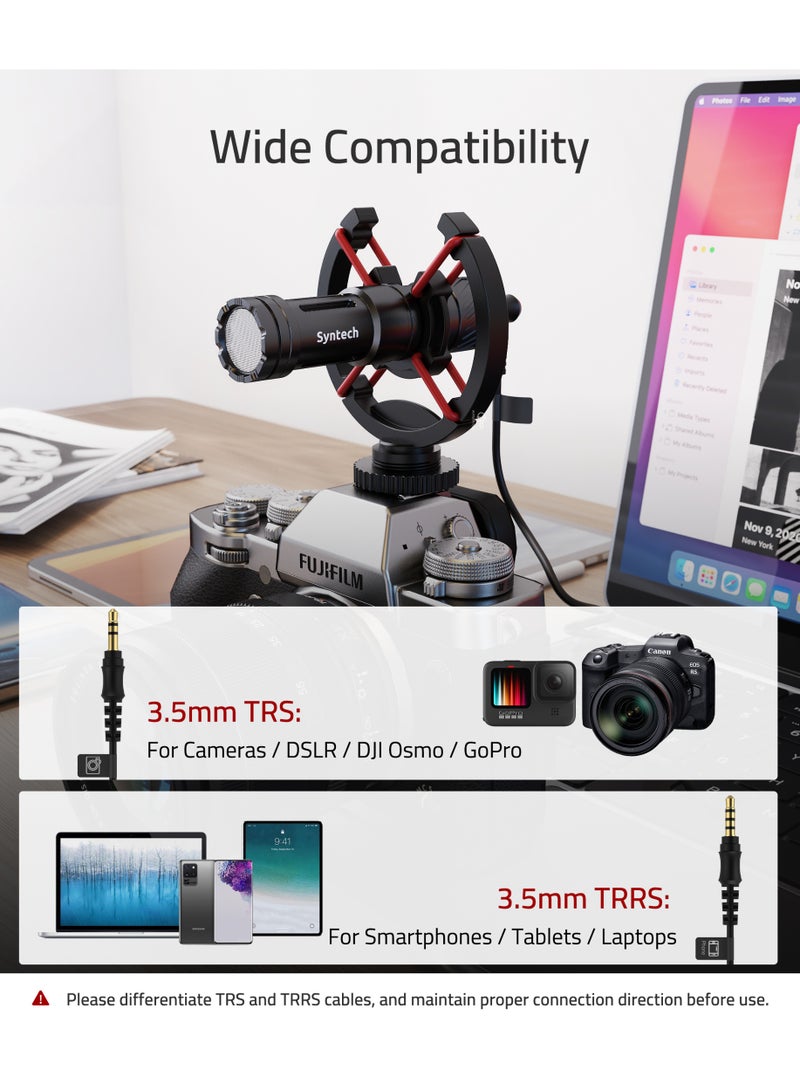 سينتيك مايكروفون Syntech اتجاهي/شوتجن (Shotgun Microphone) خفيف الوزن للكاميرات والهواتف الذكية و DSLRs - مثالي للفلوج، بث اليوتيوب المباشر، صناعة الأفلام والمقابلات - Image 5