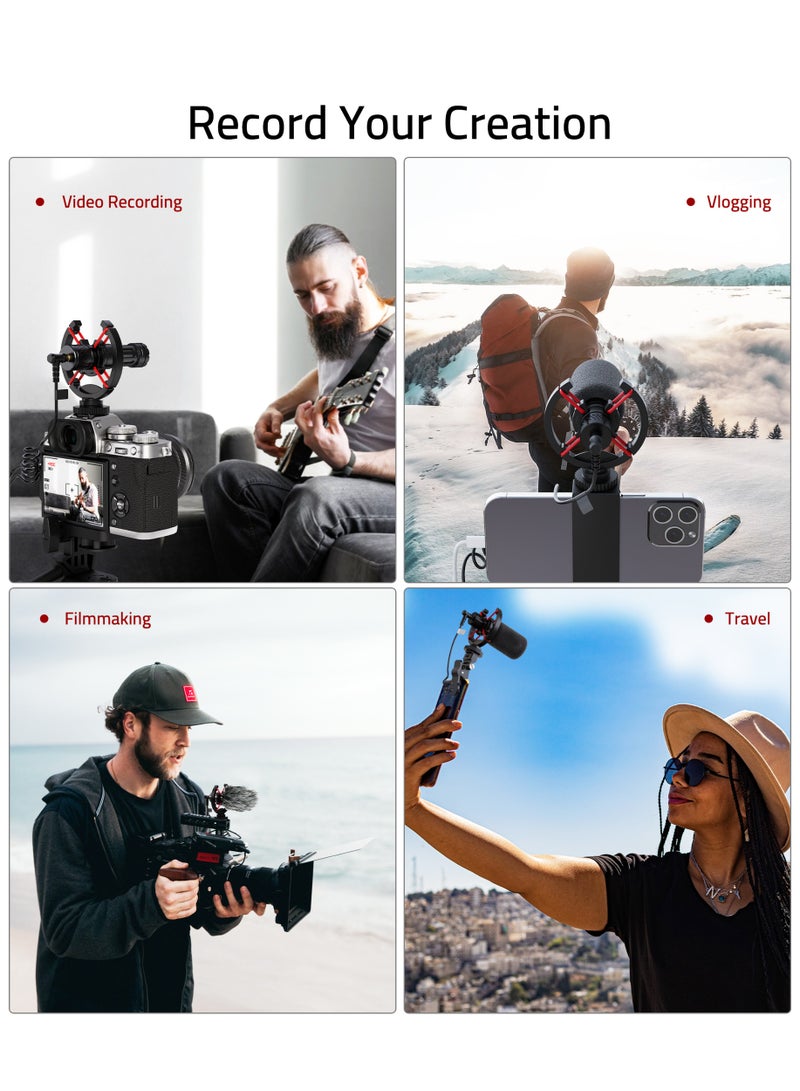 سينتيك مايكروفون Syntech اتجاهي/شوتجن (Shotgun Microphone) خفيف الوزن للكاميرات والهواتف الذكية و DSLRs - مثالي للفلوج، بث اليوتيوب المباشر، صناعة الأفلام والمقابلات - Image 4