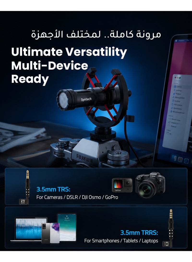 Syntech Directional Shotgun Microphone | Camera Microphone | Lightweight Microphone for cell phones, DSLRs, Camcorders and More | for Vlogging, YouTube Videos, Live Streaming, Filmmaking, Interviews and More. - Image 2