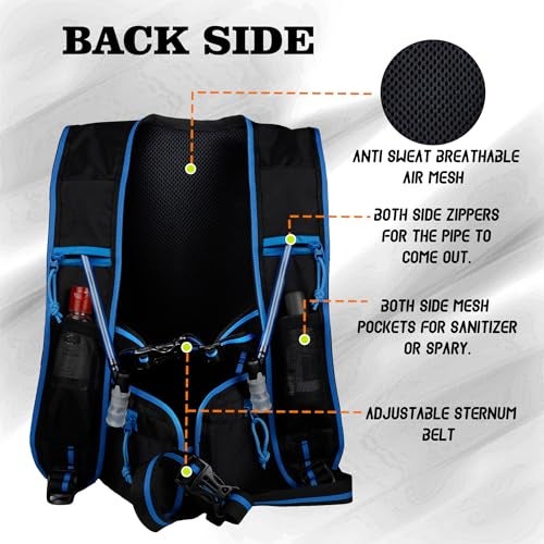 Whackk Whizz Running Bag |Unisex Camping & Hiking | Hydration Pouch Compartment w. Connecting Water ducts Pockets |Exercise & Fitness|Motorcycle Trekking Outdoor (Blue Black) - Image 3