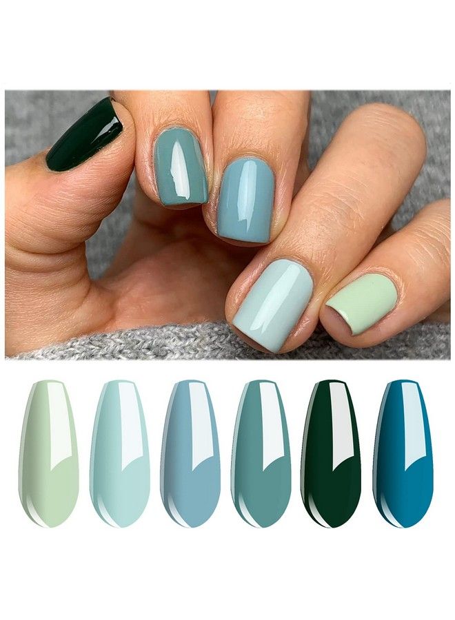 Vishine طقم طلاء أظافر جل باللون الأزرق الفيروزي والأخضر الزيتوني قابل للإزالة هدية مع ألوان طلاء الفن تحت ضوء UV LED، يحتاج إلى قاعدة وطبقة علوية لمبتدئين DIY لأظافر الفن في المنزل وصالون المانيكير - Image 3