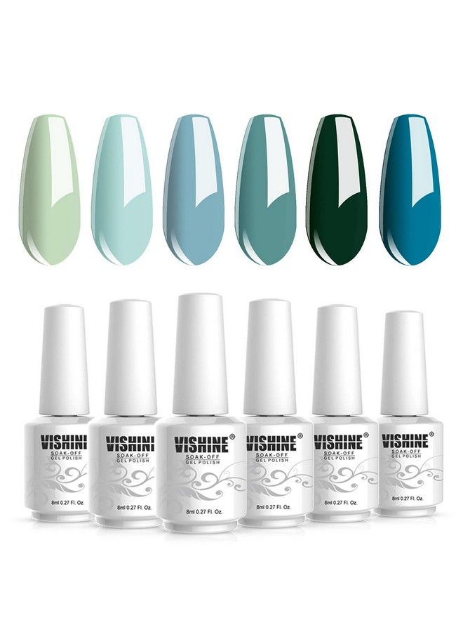 Vishine طقم طلاء أظافر جل باللون الأزرق الفيروزي والأخضر الزيتوني قابل للإزالة هدية مع ألوان طلاء الفن تحت ضوء UV LED، يحتاج إلى قاعدة وطبقة علوية لمبتدئين DIY لأظافر الفن في المنزل وصالون المانيكير - Image 2