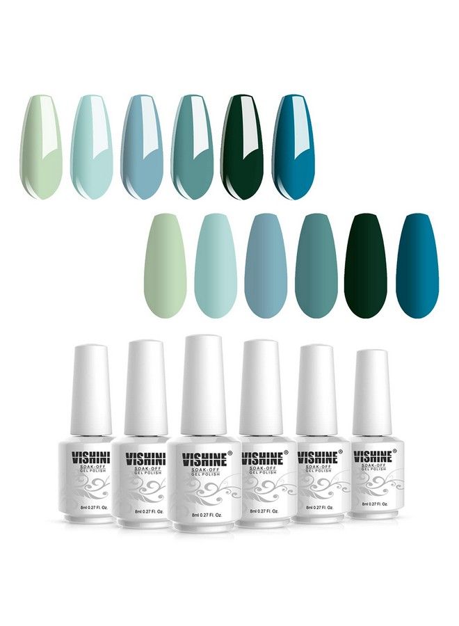 Vishine طقم طلاء أظافر جل باللون الأزرق الفيروزي والأخضر الزيتوني قابل للإزالة هدية مع ألوان طلاء الفن تحت ضوء UV LED، يحتاج إلى قاعدة وطبقة علوية لمبتدئين DIY لأظافر الفن في المنزل وصالون المانيكير - Image 5