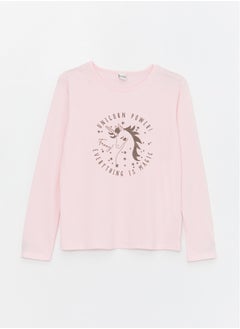 Crew Neck Printed Long Sleeve Girl T-shirt