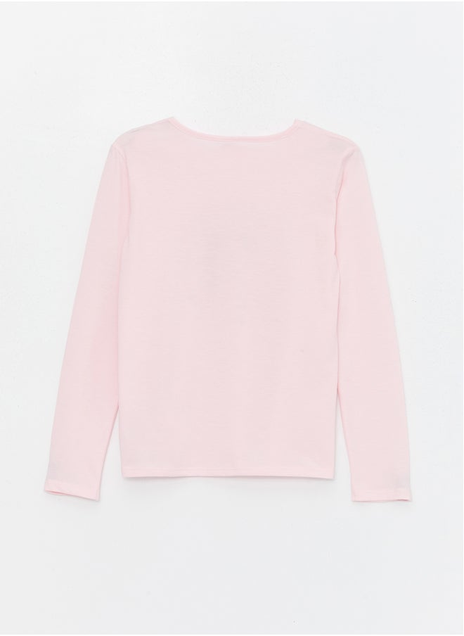 LC WAIKIKI - Crew Neck Printed Long Sleeve Girl T-shirt - Image 1