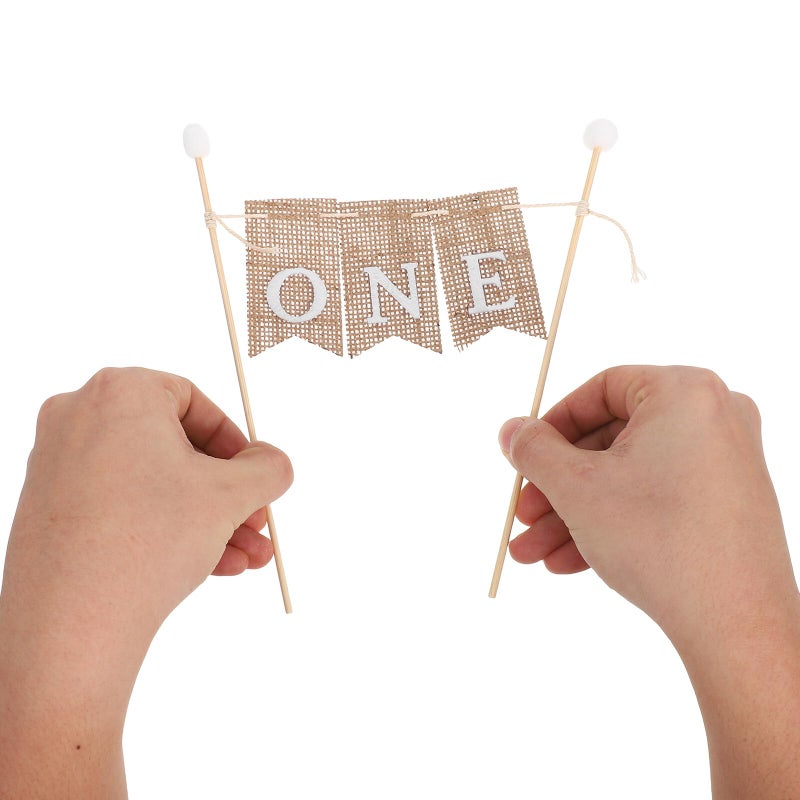Handmade First Birthday Cake Topper Mini Flag Banner Set Of 3 For 1st Celebration Party Decor - Image 5