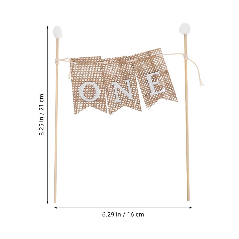 Handmade First Birthday Cake Topper Mini Flag Banner Set Of 3 For 1st Celebration Party Decor - Image 3