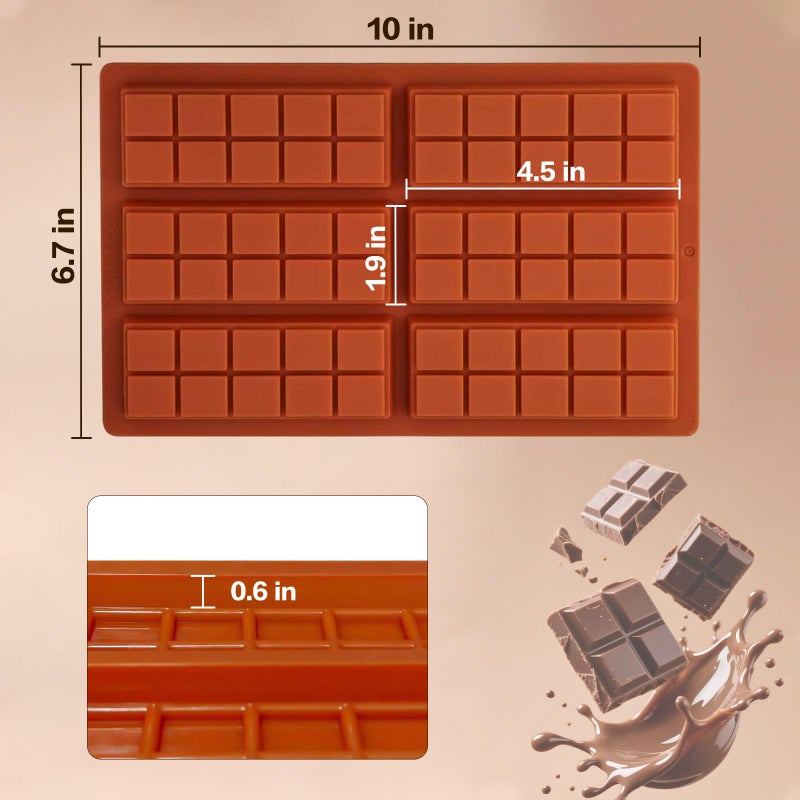 Doilomand Silicone Chocolate Bar Mold â€“ 6 Large Cavities, Food-Grade, Non-Toxic & Odorless, Flexible Baking Mold for Homemade Chocolate, Energy Bars, Fudge, Protein Snacks, Soap & More â€“ 10Ã—6.7 in - Image 2