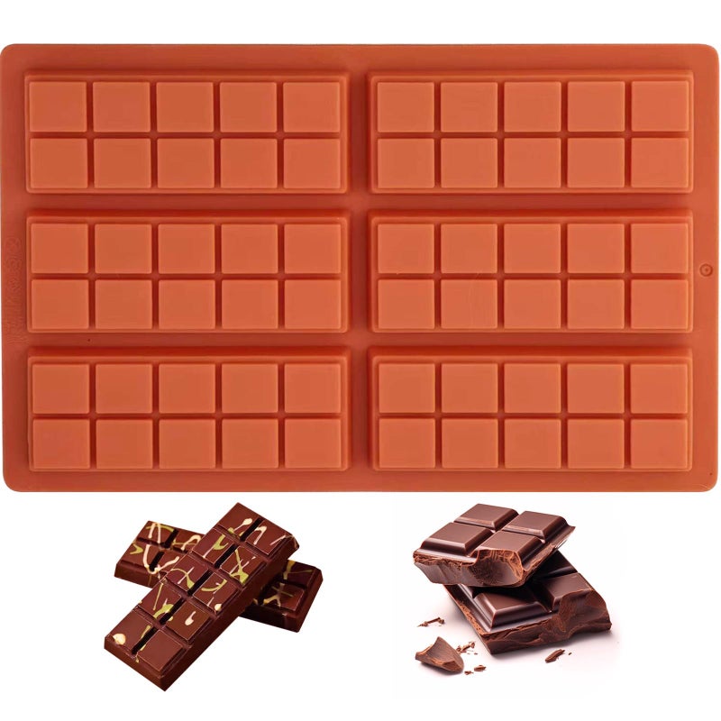 Doilomand Silicone Chocolate Bar Mold â€“ 6 Large Cavities, Food-Grade, Non-Toxic & Odorless, Flexible Baking Mold for Homemade Chocolate, Energy Bars, Fudge, Protein Snacks, Soap & More â€“ 10Ã—6.7 in - Image 1