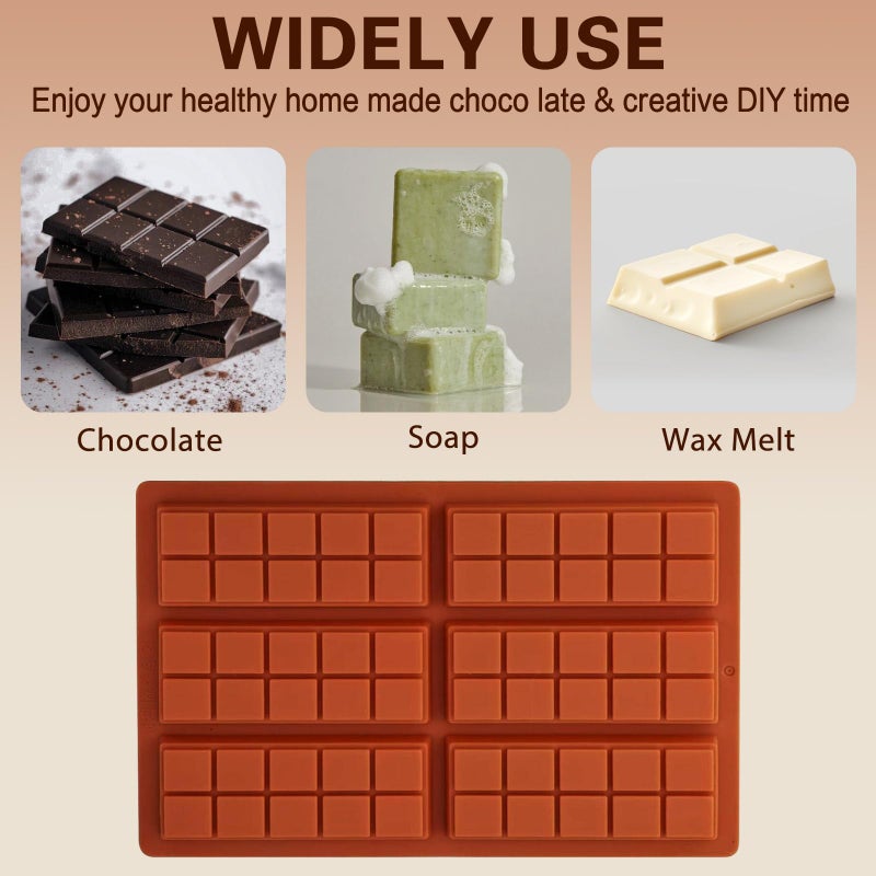 Doilomand Silicone Chocolate Bar Mold â€“ 6 Large Cavities, Food-Grade, Non-Toxic & Odorless, Flexible Baking Mold for Homemade Chocolate, Energy Bars, Fudge, Protein Snacks, Soap & More â€“ 10Ã—6.7 in - Image 5