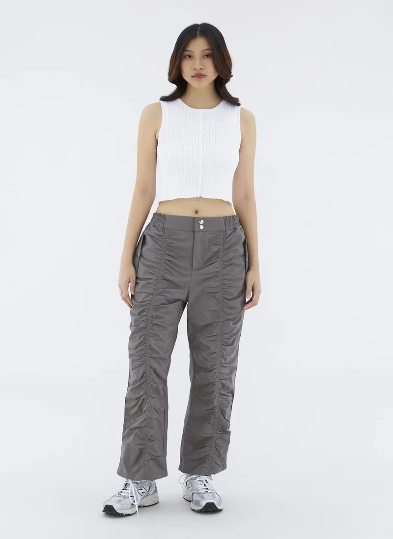 The Editor's Market Julby Ruched Straight Pants