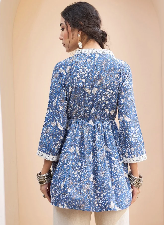 ساسافراس Floral Printed V-Neck Kurti for Women