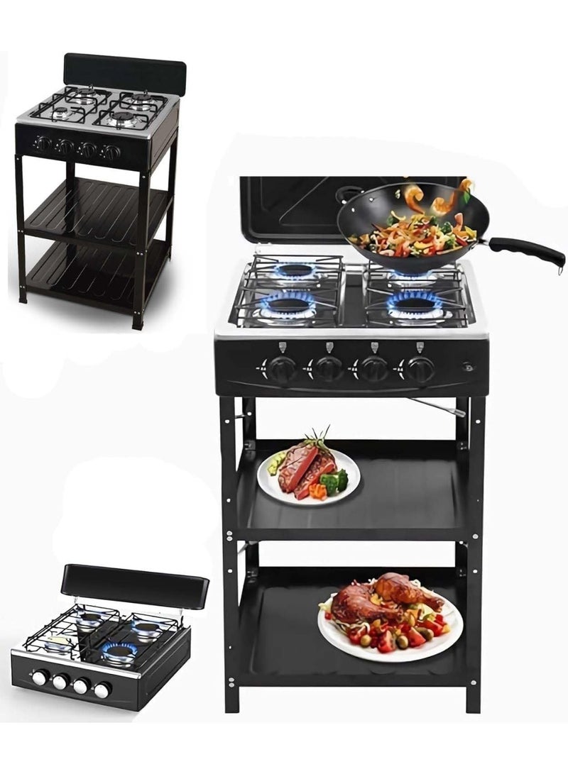 Olympia 4 Burner Gas Stove, Portable Propane Stove with Support Leg Bracket & Wind Blocking Cover Adapter, Manual Ignition Camping Stove, Suitable for Home, RV, Apartment - Image 2