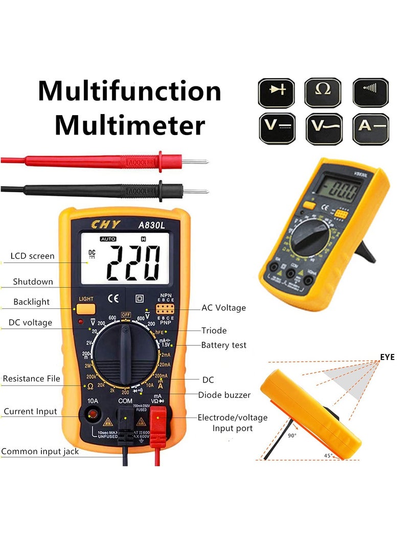 Excefore Soldering Iron Kit, 60W 220V Welding Tool with ON/Off Switch Adjustable Temperature knob(200-450℃), Digital Multimeter, Soldering Iron Tips, Desoldering Pump for Electronics Repairing, Utility Knife - Image 4