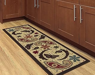 Ottomanson Siesta Kitchen Collection Non-Slip Rubberback Rooster Design 2x5 Kitchen Runner Rug, 20" x 59", Beige/Red - Image 1