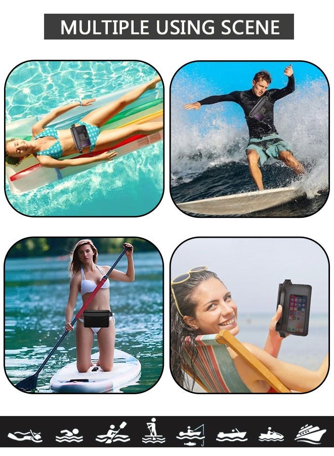 2 Pack Waterproof Pouch, Screen Touch Sensitive Waterproof Dry Bag with Adjustable Waist Strap Fanny Pack for Beach, Boating, Swimming, Kayaking and Outdoor Water Sports