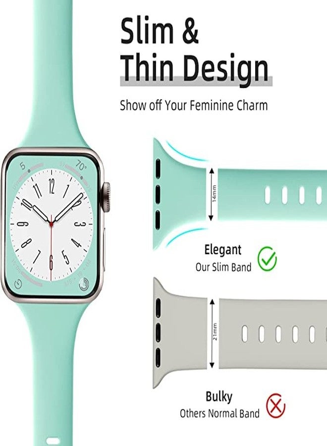 Lerobo Slim Bands Compatible with Apple Watch Bands for women 38mm 41mm 42mm 40mm,12 Pack Soft Silicone Sport Strap Thin Wristband for iWatch Band Series 11/10/9/8/7/SE/6/5/4/3/2/1/Ultra/Urtra 3 2 - Image 3