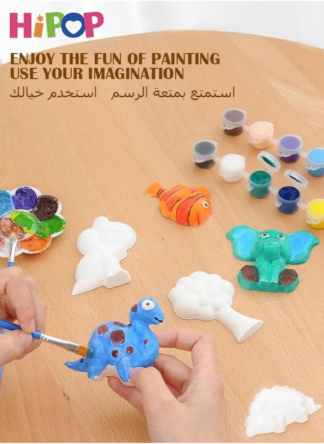 HIPOP Arts&Crafts Toys,Two Boxes Pack Children's Plaster Painting Set,DIY Graffiti Toys,Paint Your Own Figurines,STEAM Creative DIY Toys,Ceramics Plaster Painting Set Gift Toys for 6+ Year Old Boys&Girl  - Image 3