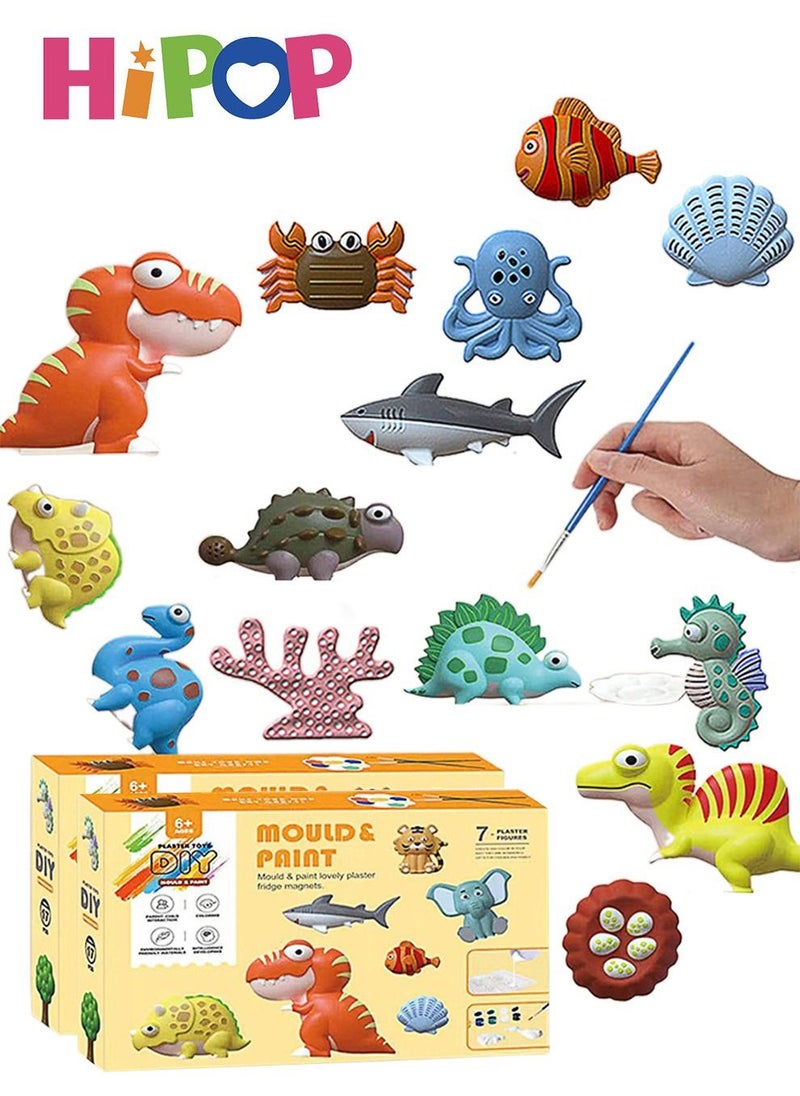 HIPOP Arts&Crafts Toys,Two Boxes Pack Children's Plaster Painting Set,DIY Graffiti Toys,Paint Your Own Figurines,STEAM Creative DIY Toys,Ceramics Plaster Painting Set Gift Toys for 6+ Year Old Boys&Girl  - Image 1